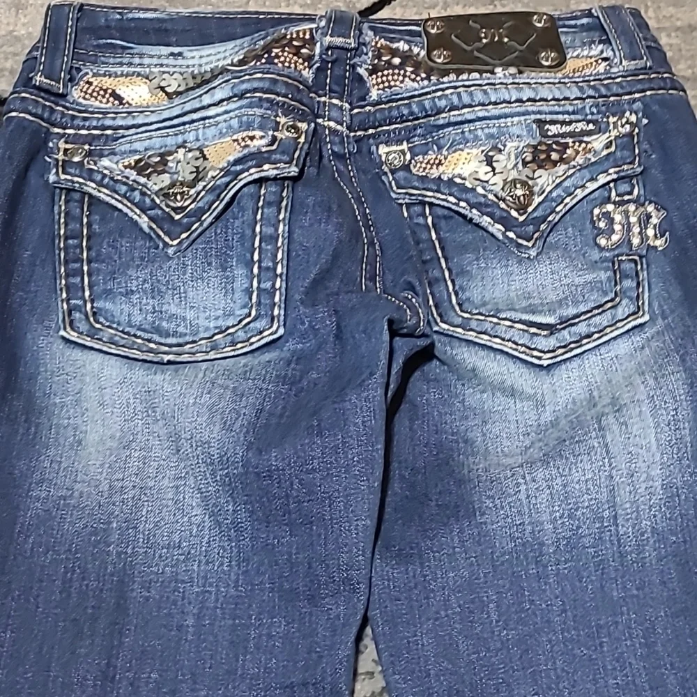 MISS ME BLING SEQUINS RHINESTONES BOOT-CUT DENIM JEAN - Picture 14 of 16